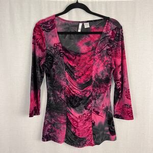 Vintage Y2K Sami and Jo Top Velvet Burnout Pink Paisley Whimsigoth Fairy Goth